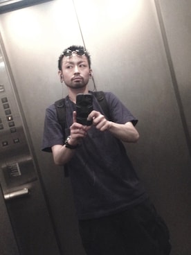 「Needles（ニードルス）の＜NEEDLES＞BALOON FATIGUE PANTS/パンツ（カーゴパンツ）」を使った、千明さん（メンズ・166cm）の夏コーディネート