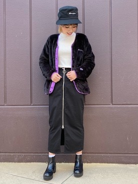 「Champion（チャンピオン）のアイテム（ブルゾン）」を使った、riisanroさん（レディース・158cm）の秋コーディネート