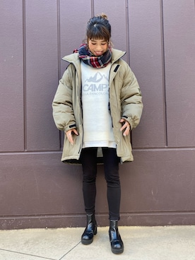 「CAMP7（キャンプセブン）のアイテム（その他アウター）」を使った、riisanroさん（レディース・158cm）の冬コーディネート