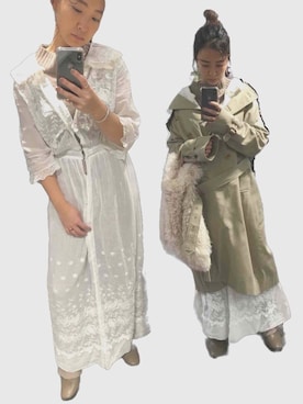 「ヴィンテージワンピース」｜「アイテム（トレンチコート）」を使った、AIMI.さん（レディース・155cm）の春コーディネート
