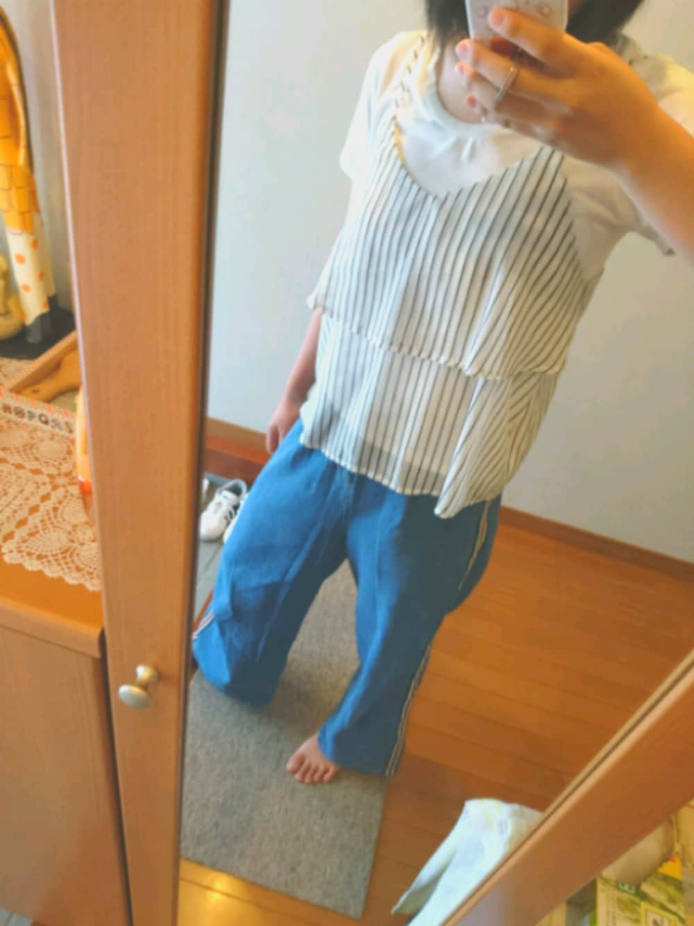 「野球観戦、夏」｜「MAC HOUSEのアイテム（キャミソール、ホワイト系）」を使った、HARUさん（レディース・165cm）の夏コーディネートの1枚目の写真