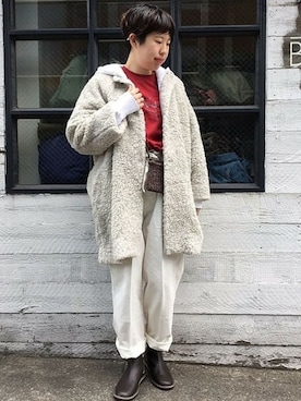 「JOURNAL STANDARD LUXE（ジャーナルスタンダード　ラックス）のアイテム（ノーカラージャケット）」を使った、A.Sさん（レディース・164cm）の冬コーディネート