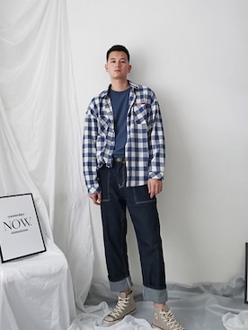 「蓝色系」｜Mr谢先绅さん（メンズ・185cm）の夏コーディネート
