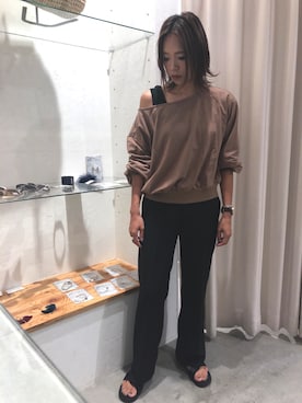 「Aunt Marie's（アントマリーズ）のWEARISTA YUKI × AUNT MARIE'S ミニ裏毛ボリュームスリーブTOPS（Tシャツ/カットソー）」を使った、Chieさん（レディース・162cm）の秋コーディネート