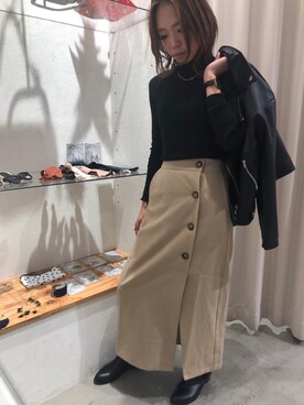 「仕事コーデ」｜「アイテム（ライダースジャケット）」を使った、Chieさん（レディース・162cm）の秋コーディネート