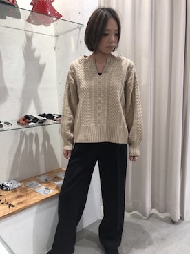 「アントマリーズ」｜「アイテム（スラックス）」を使った、Chieさん（レディース・162cm）の冬コーディネート