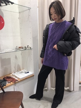 「オリエンタルトラフィック」｜「アイテム（ダウンジャケット/コート）」を使った、Chieさん（レディース・162cm）の冬コーディネート