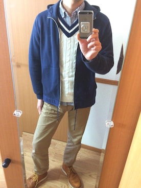 「417 EDIFICE（フォーワンセブンエディフィス）のアイテム（パーカー）」を使った、ここ@へっぽこさん（メンズ・173cm）の冬コーディネート