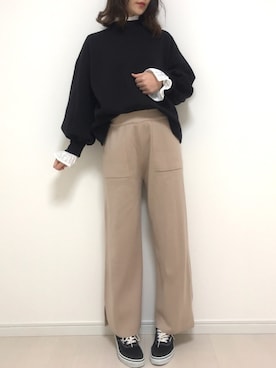 「スウェット×シャツ」｜まろ(MARO)さん（レディース・165cm）の冬コーディネート