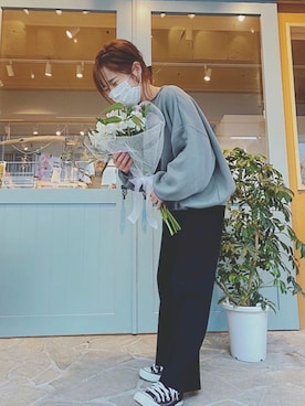 「SpRay PREMIUM（スプレイプレミアム）のアイテム（スウェット）」を使った、mimiminmiさん（レディース・155cm）の春コーディネート