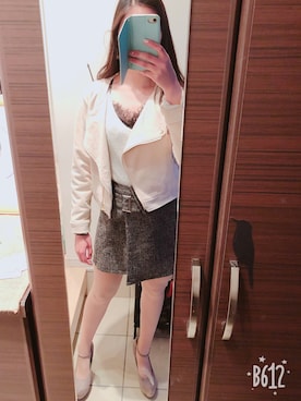 「CECIL McBEE（セシルマクビー）のアイテム（ライダースジャケット）」を使った、saraさん（レディース・157cm）の春コーディネート