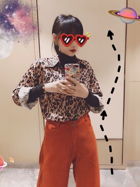 「アイテム（チノパンツ、オレンジ系）」を使った、Ting--helloさん（レディース・163cm）の春コーディネート