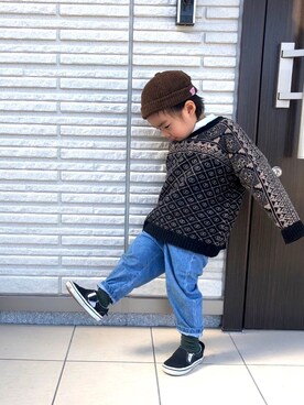 「アイテム（ソックス/靴下、グリーン系）」を使った、nyannyam0125さん（キッズ・100cm）の冬コーディネート