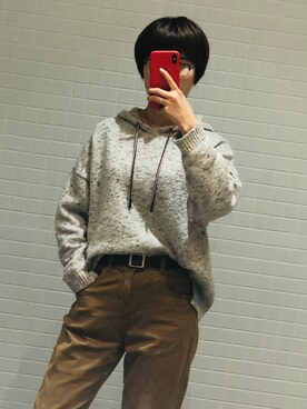 「アイテム（チノパンツ、オレンジ系）」を使った、猴猴6007さん（レディース・160cm）の春コーディネート