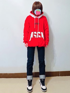 「MSGM（エムエスジーエム）のアイテム（パーカー）」を使った、RURURUKIAさん（レディース・165cm）の春コーディネート