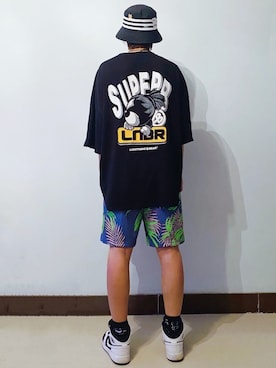 「Jordan（ジョーダン）のアイテム（パンツ）」を使った、RURURUKIAさん（レディース・165cm）の夏コーディネート