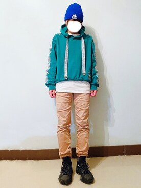 「Kappa（カッパ）のアイテム（帽子）」を使った、RURURUKIAさん（レディース・165cm）の冬コーディネート