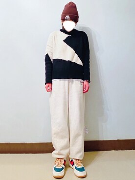 「Kappa（カッパ）のアイテム（帽子）」を使った、RURURUKIAさん（レディース・165cm）の冬コーディネート