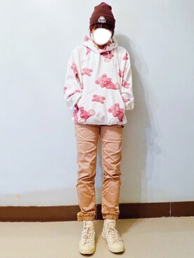 「Kappa（カッパ）のアイテム（帽子）」を使った、RURURUKIAさん（レディース・165cm）の冬コーディネート