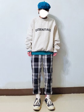 「FOG ESSENTIALS（エフオージーエッセンシャルズ）のアイテム（スウェット）」を使った、RURURUKIAさん（レディース・165cm）の春コーディネート