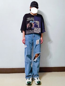 「Yohji Yamamoto（ヨウジヤマモト）のアイテム（帽子）」を使った、RURURUKIAさん（レディース・165cm）の春コーディネート