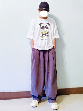 「Yohji Yamamoto（ヨウジヤマモト）のアイテム（帽子）」を使った、RURURUKIAさん（レディース・165cm）の夏コーディネート