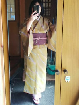 「きもの」｜「アイテム（浴衣）」を使った、さえさん（レディース・157cm）の秋コーディネート