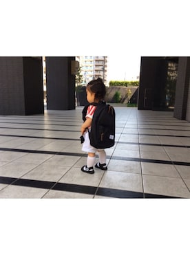 「Herschel Supply（ハーシェルサプライ）のアイテム」を使った、Qさん（キッズ・80cm）の春コーディネート