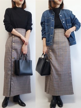 「coen」｜「アイテム（デニムジャケット）」を使った、riiさん（レディース・161cm）の秋コーディネート