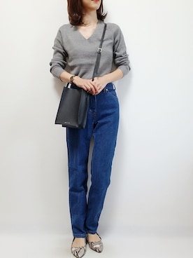 「Moname（モナーム）のアイテム（パンツ）」を使った、riiさん（レディース・161cm）の秋コーディネート
