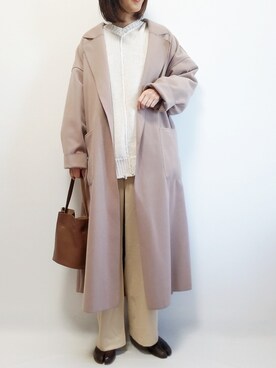 「reca（レカ）のアイテム（チェスターコート）」を使った、riiさん（レディース・161cm）の冬コーディネート