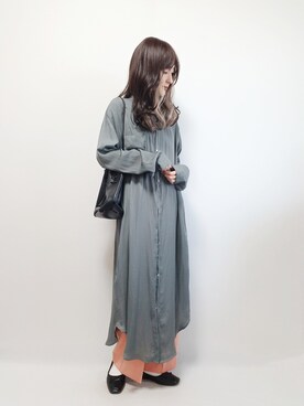 「ウィッグ」｜「アイテム（シャツワンピース）」を使った、riiさん（レディース・161cm）の春コーディネート