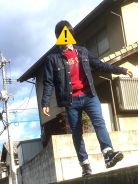 「アクティブ」｜「アイテム（デニムジャケット）」を使った、だい 丸さん（メンズ・165cm）の冬コーディネート
