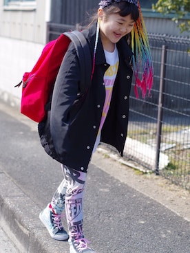 m.uさんの「VANS/X-girl Stages SK8-HI/スニーカー/キッズ」を使ったコーディネート