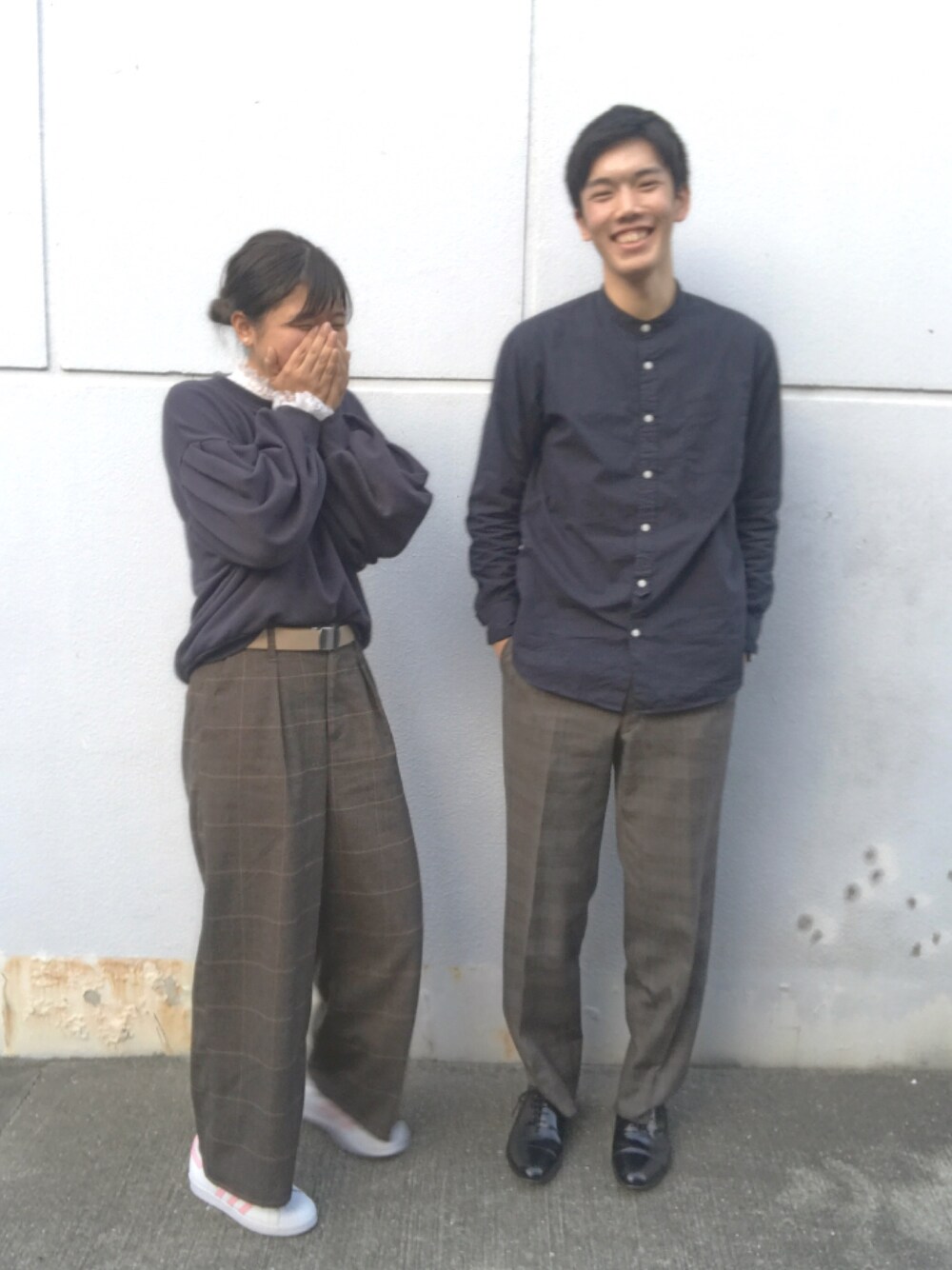 「リンクコーデ、グレンチェック」｜「NICE CLAUPのアイテム（スウェット、ブルー系）」を使った、chikaさん（レディース・165cm）の冬コーディネートの1枚目の写真