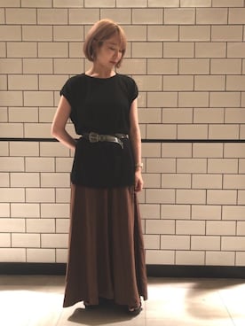 「アイテム（Tシャツ/カットソー、ブラック系）」を使った、とよさん（レディース・153cm）の夏コーディネート