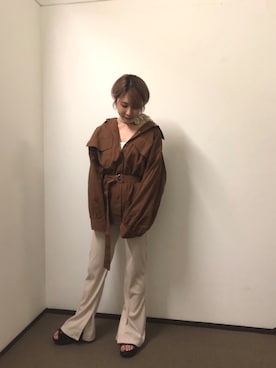 「アイテム（ストール/ショール）」を使った、とよさん（レディース・153cm）の秋コーディネート