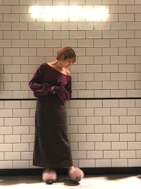 「Aunt Marie's（アントマリーズ）のWEARISTA YUKI × AUNT MARIE'S ミニ裏毛ボリュームスリーブTOPS（Tシャツ/カットソー）」を使った、とよさん（レディース・152cm）の秋コーディネート