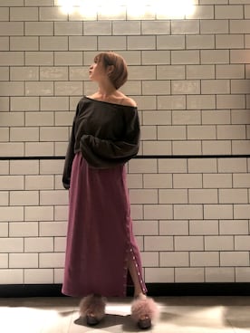 「Aunt Marie's（アントマリーズ）のWEARISTA YUKI × AUNT MARIE'S ミニ裏毛ボリュームスリーブTOPS（Tシャツ/カットソー）」を使った、とよさん（レディース・152cm）の秋コーディネート