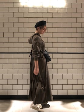 「Aunt Marie's（アントマリーズ）のAUNT MARIE'S バックプリーツフーディーワンピース（ワンピース）」を使った、とよさん（レディース・152cm）の秋コーディネート