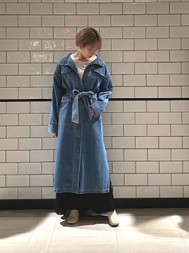 「デニムコート」｜とよさん（レディース・152cm）の冬コーディネート