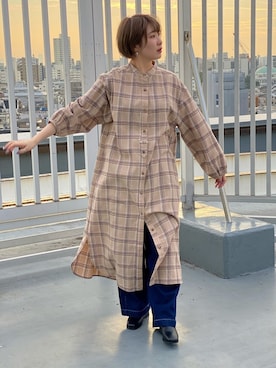 「シャツワンピ」｜とよさん（レディース・152cm）の秋コーディネート