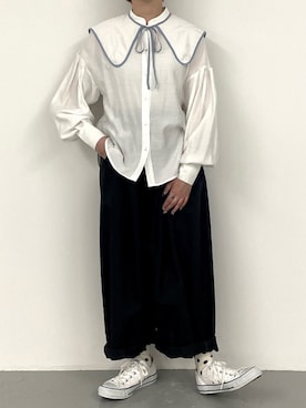 「アイテム（チノパンツ、グレー系）」を使った、とよさん（レディース・152cm）の春コーディネート