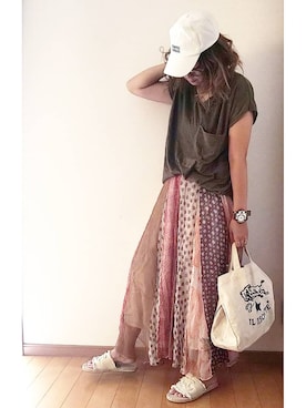 「NOWiSTYLE（ナウアイスタイル）のアイテム」を使った、umakoさん（レディース・163cm）の夏コーディネート