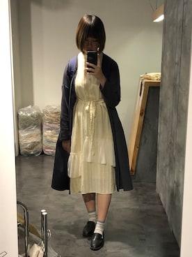 「NET（ネット）のアイテム（フォーマルスーツ/小物）」を使った、みやびさん（レディース・166cm）の秋コーディネート