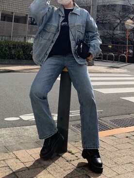 「アイテム（デニムジャケット）」を使った、canaekatytenmaさん（レディース・160cm・20代）の春コーディネート