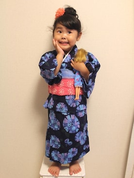 「おんなのこコーデ」｜「アイテム（浴衣）」を使った、enaaaさん（キッズ・110cm）の夏コーディネート