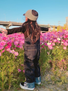 「シンプルおしゃれが好き」｜「アイテム（オールインワン・サロペット）」を使った、enaaaさん（キッズ・110cm）の秋コーディネート