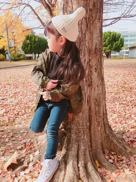 「アイラブCONVERSE」｜「アイテム（マウンテンパーカー）」を使った、enaaaさん（キッズ・110cm）の冬コーディネート