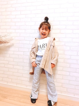 「アイテム（バレエシューズ）」を使った、enaaaさん（キッズ・120cm）の春コーディネート